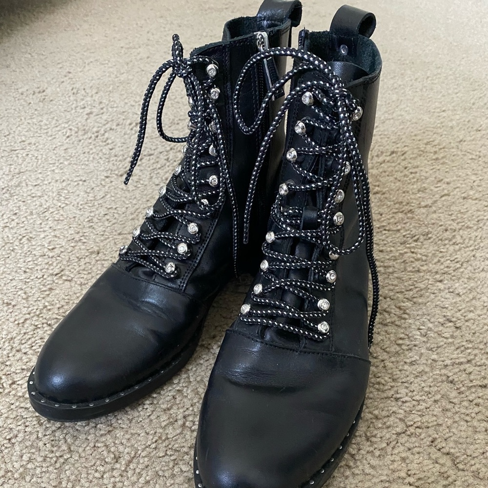 ZARA Leather Combat Ankle Boots